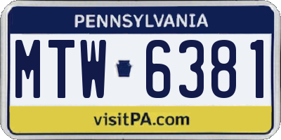 PA license plate MTW6381