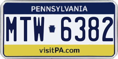 PA license plate MTW6382