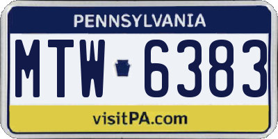 PA license plate MTW6383