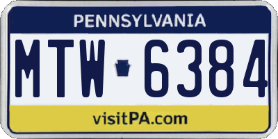 PA license plate MTW6384