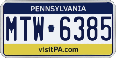 PA license plate MTW6385