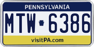 PA license plate MTW6386