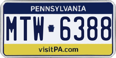 PA license plate MTW6388
