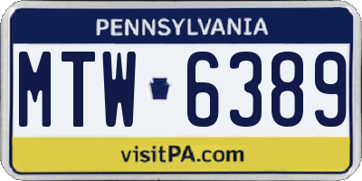 PA license plate MTW6389