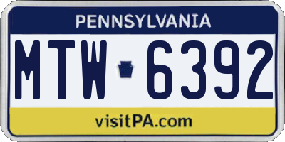 PA license plate MTW6392
