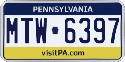 PA license plate MTW6397