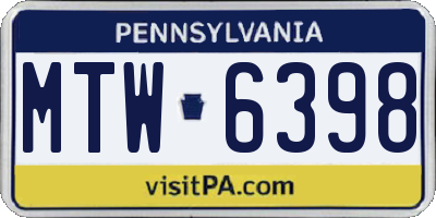 PA license plate MTW6398