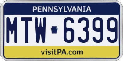 PA license plate MTW6399