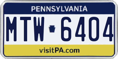PA license plate MTW6404