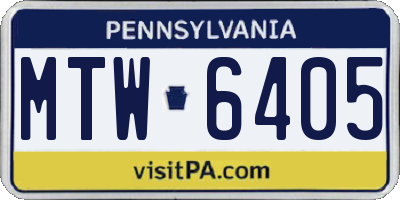 PA license plate MTW6405