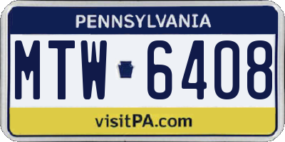 PA license plate MTW6408