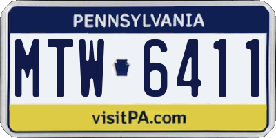 PA license plate MTW6411