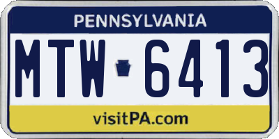 PA license plate MTW6413