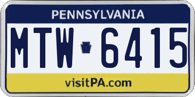 PA license plate MTW6415