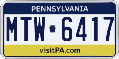 PA license plate MTW6417