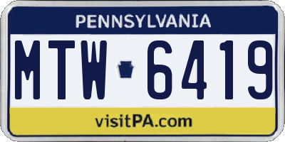 PA license plate MTW6419