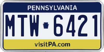PA license plate MTW6421