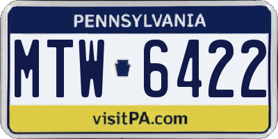 PA license plate MTW6422