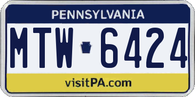 PA license plate MTW6424