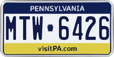 PA license plate MTW6426