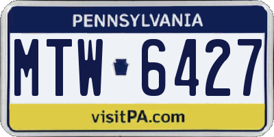 PA license plate MTW6427