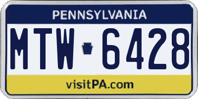 PA license plate MTW6428