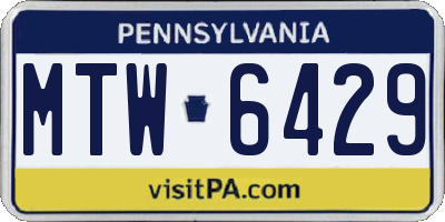 PA license plate MTW6429