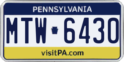 PA license plate MTW6430