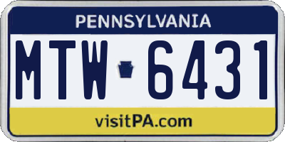 PA license plate MTW6431