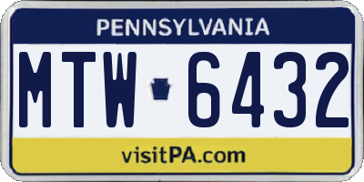 PA license plate MTW6432
