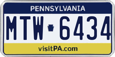 PA license plate MTW6434