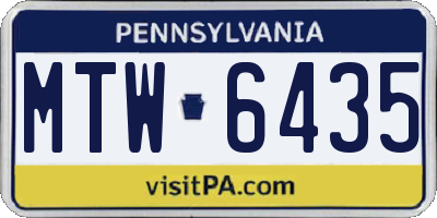PA license plate MTW6435