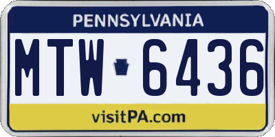 PA license plate MTW6436