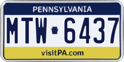 PA license plate MTW6437