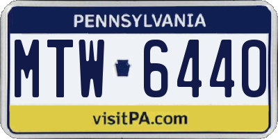 PA license plate MTW6440