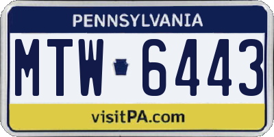 PA license plate MTW6443