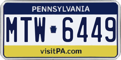PA license plate MTW6449