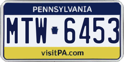 PA license plate MTW6453