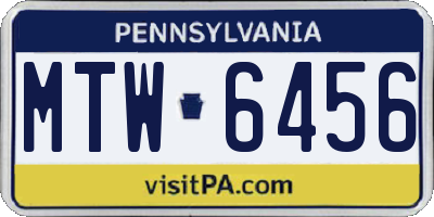 PA license plate MTW6456