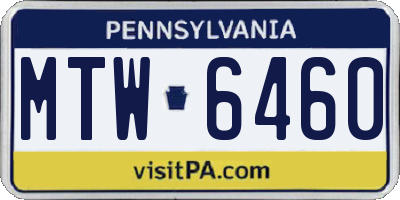 PA license plate MTW6460