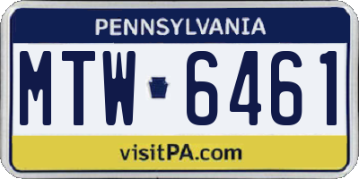 PA license plate MTW6461