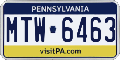 PA license plate MTW6463