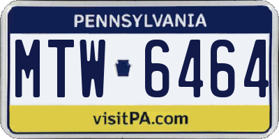 PA license plate MTW6464