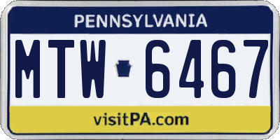 PA license plate MTW6467