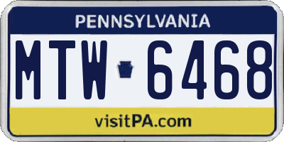 PA license plate MTW6468