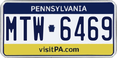 PA license plate MTW6469
