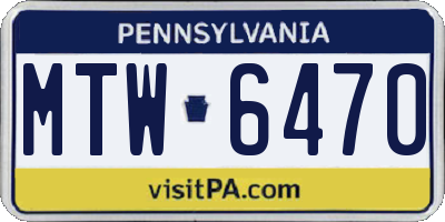 PA license plate MTW6470