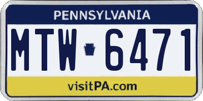 PA license plate MTW6471