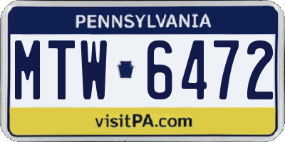 PA license plate MTW6472