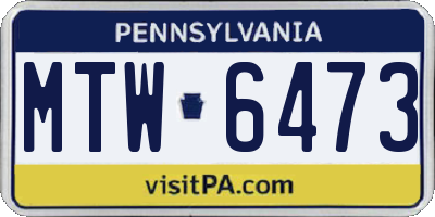 PA license plate MTW6473